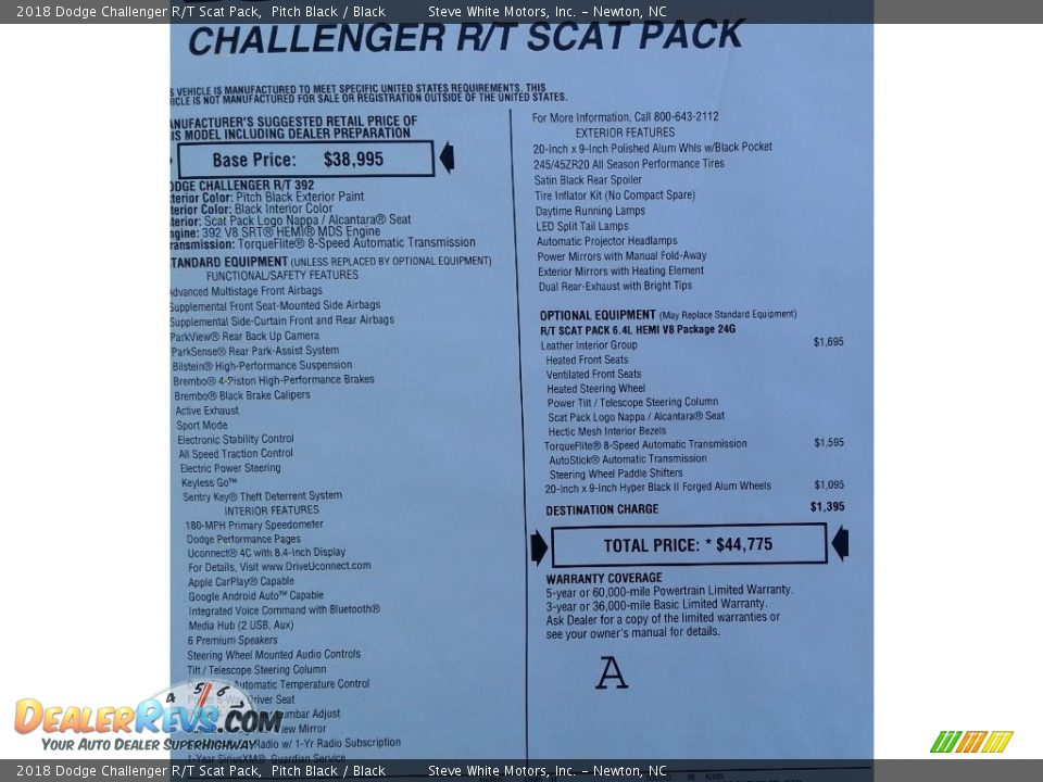 2018 Dodge Challenger R/T Scat Pack Pitch Black / Black Photo #33