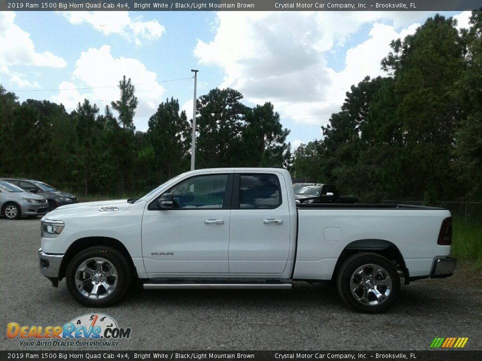 2019 Ram 1500 Big Horn Quad Cab 4x4 Bright White / Black/Light Mountain Brown Photo #2
