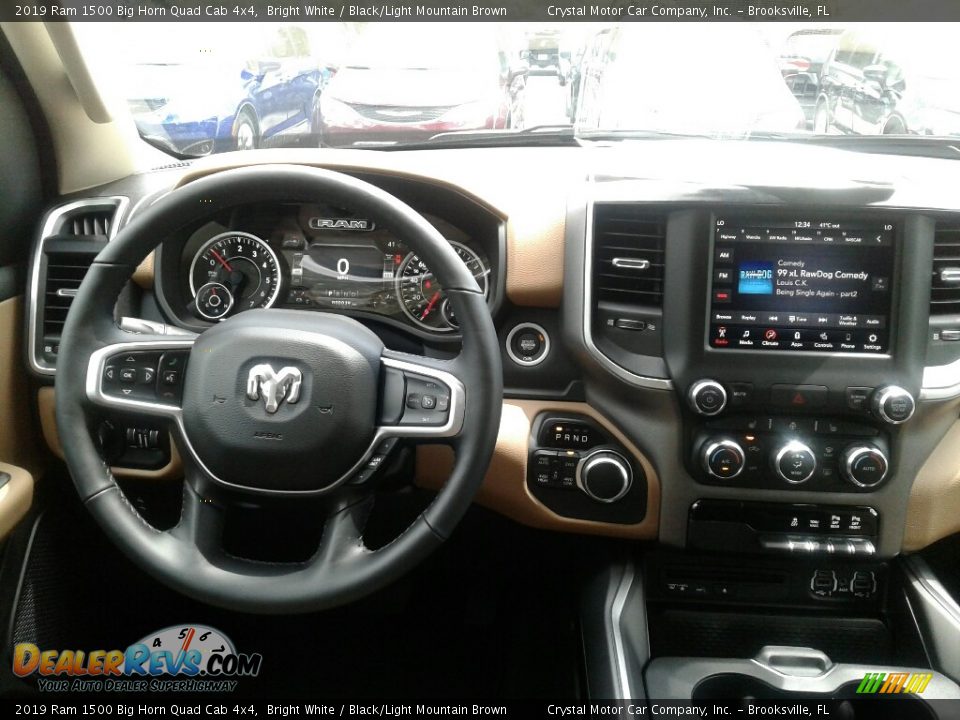 2019 Ram 1500 Big Horn Quad Cab 4x4 Bright White / Black/Light Mountain Brown Photo #13