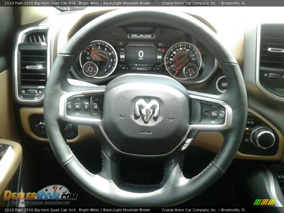 2019 Ram 1500 Big Horn Quad Cab 4x4 Bright White / Black/Light Mountain Brown Photo #14