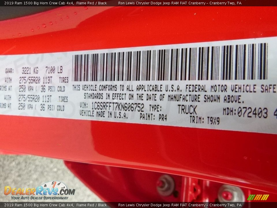 2019 Ram 1500 Big Horn Crew Cab 4x4 Flame Red / Black Photo #13