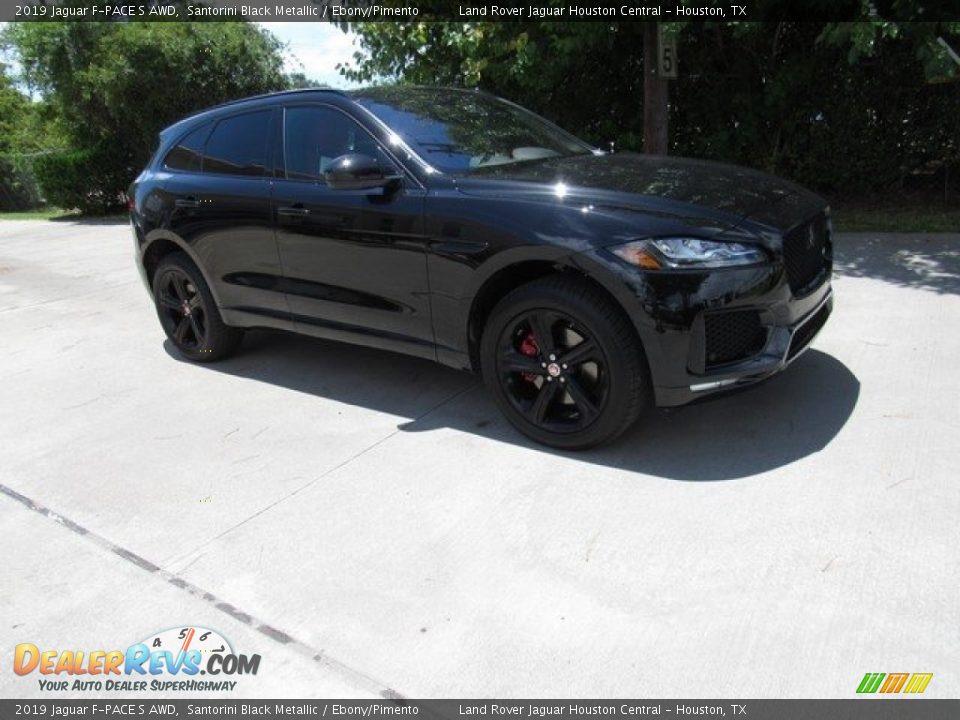 2019 Jaguar F-PACE S AWD Santorini Black Metallic / Ebony/Pimento Photo #1