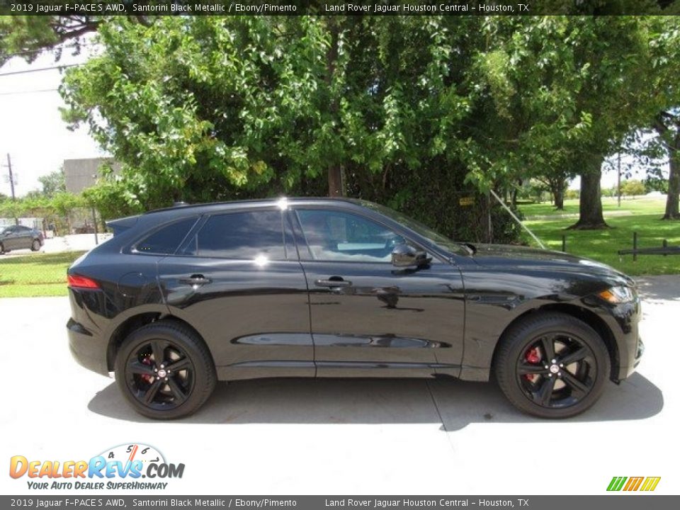 2019 Jaguar F-PACE S AWD Santorini Black Metallic / Ebony/Pimento Photo #6