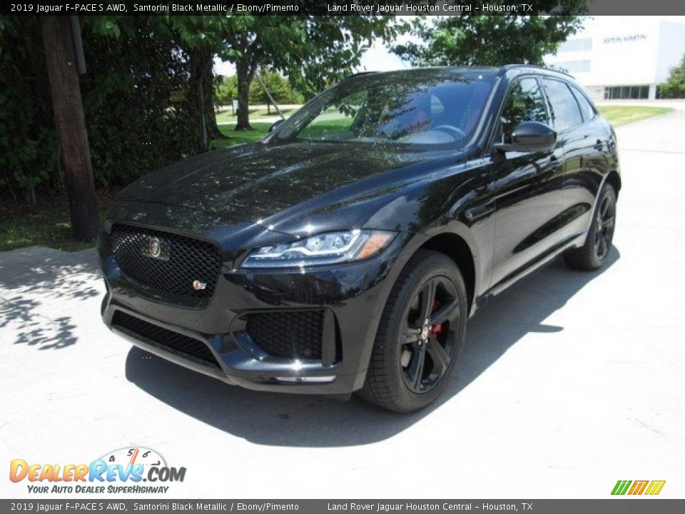 2019 Jaguar F-PACE S AWD Santorini Black Metallic / Ebony/Pimento Photo #11
