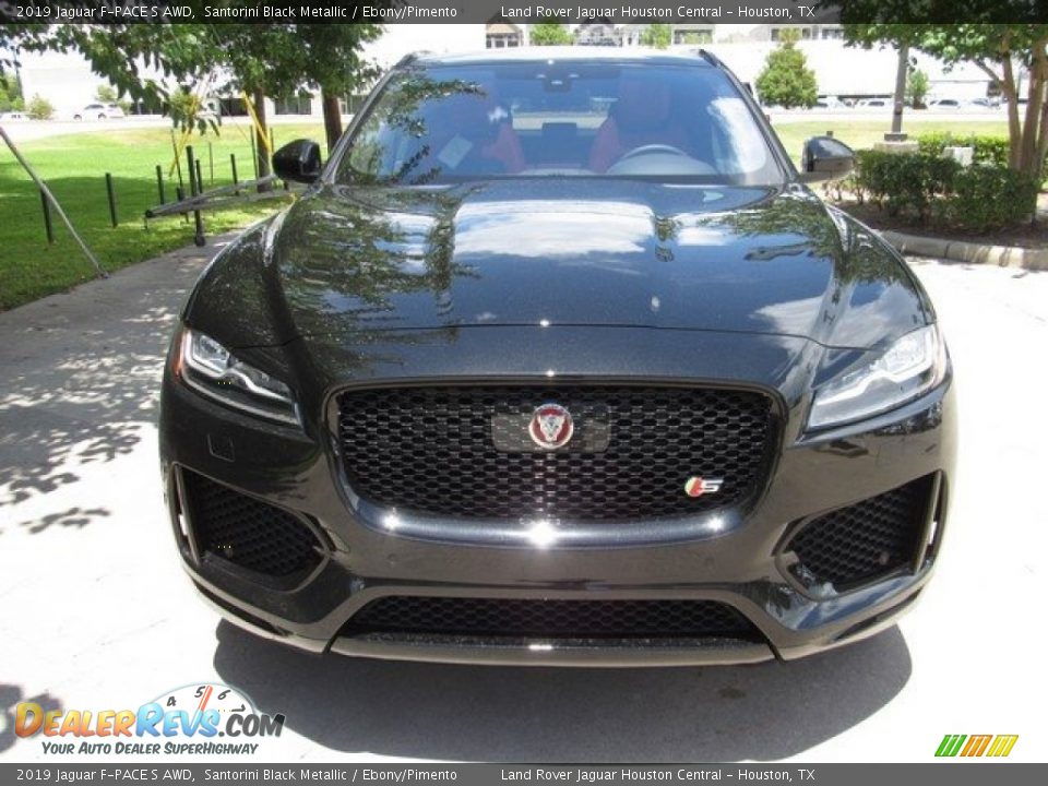 2019 Jaguar F-PACE S AWD Santorini Black Metallic / Ebony/Pimento Photo #12