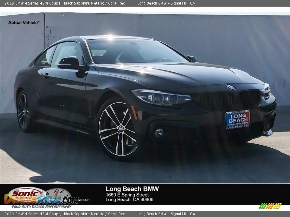2019 BMW 4 Series 430i Coupe Black Sapphire Metallic / Coral Red Photo #1