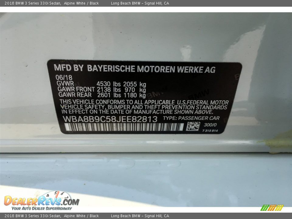 2018 BMW 3 Series 330i Sedan Alpine White / Black Photo #11