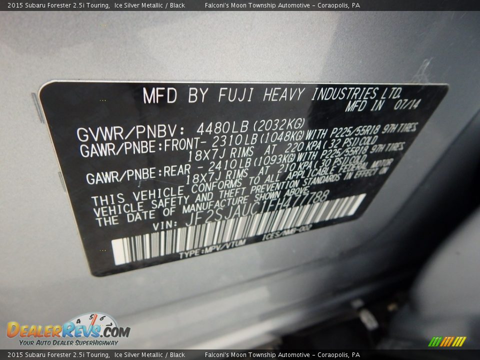 2015 Subaru Forester 2.5i Touring Ice Silver Metallic / Black Photo #23