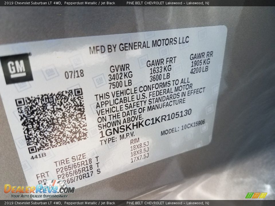2019 Chevrolet Suburban LT 4WD Pepperdust Metallic / Jet Black Photo #9