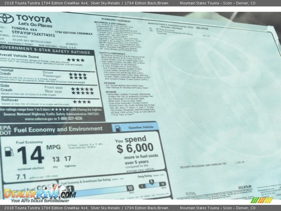 2018 Toyota Tundra 1794 Edition CrewMax 4x4 Silver Sky Metallic / 1794 Edition Black/Brown Photo #3