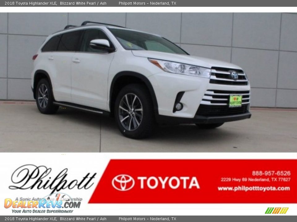 2018 Toyota Highlander XLE Blizzard White Pearl / Ash Photo #1