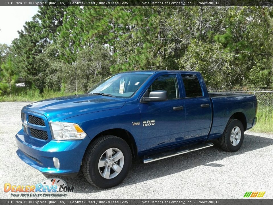 2018 Ram 1500 Express Quad Cab Blue Streak Pearl / Black/Diesel Gray Photo #1