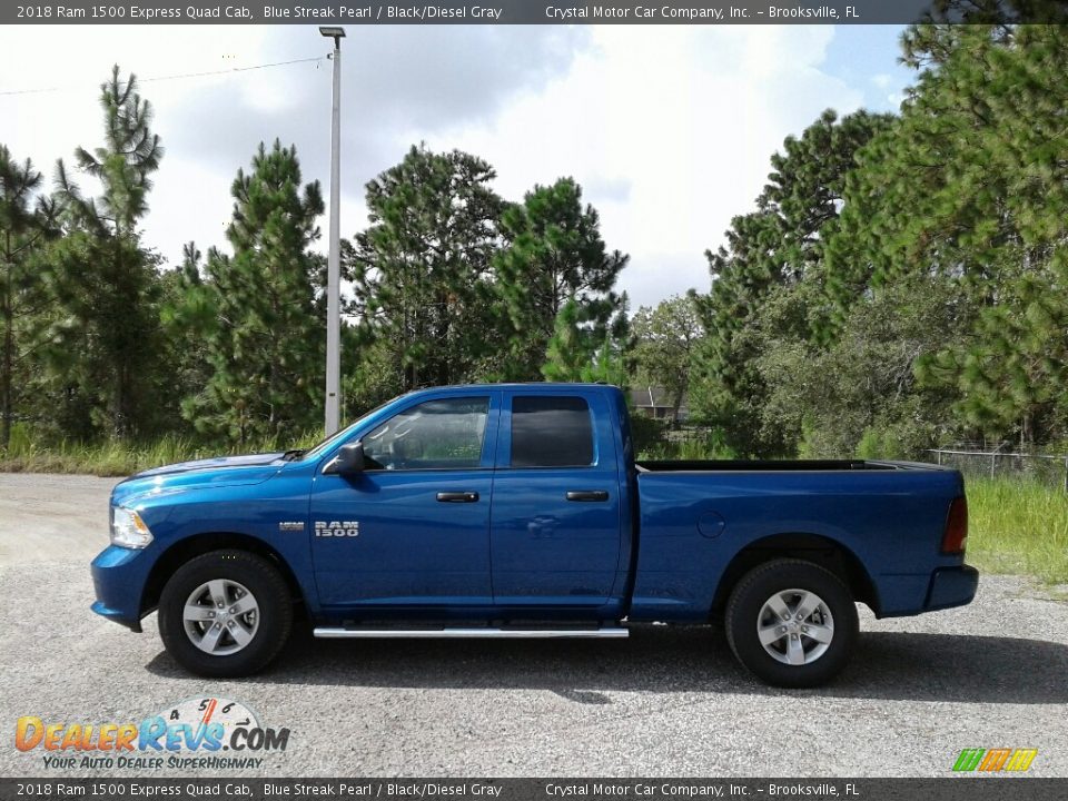 2018 Ram 1500 Express Quad Cab Blue Streak Pearl / Black/Diesel Gray Photo #2