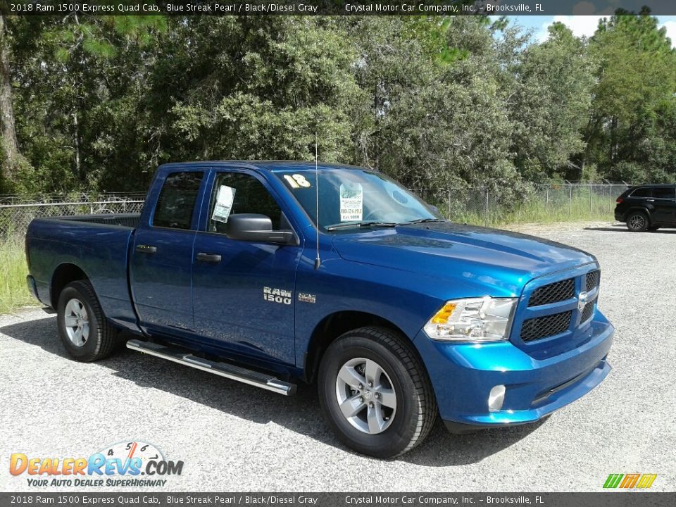 2018 Ram 1500 Express Quad Cab Blue Streak Pearl / Black/Diesel Gray Photo #7