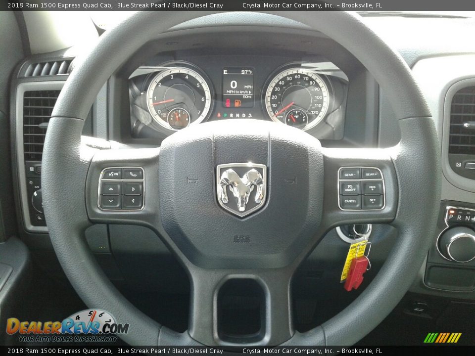 2018 Ram 1500 Express Quad Cab Blue Streak Pearl / Black/Diesel Gray Photo #14