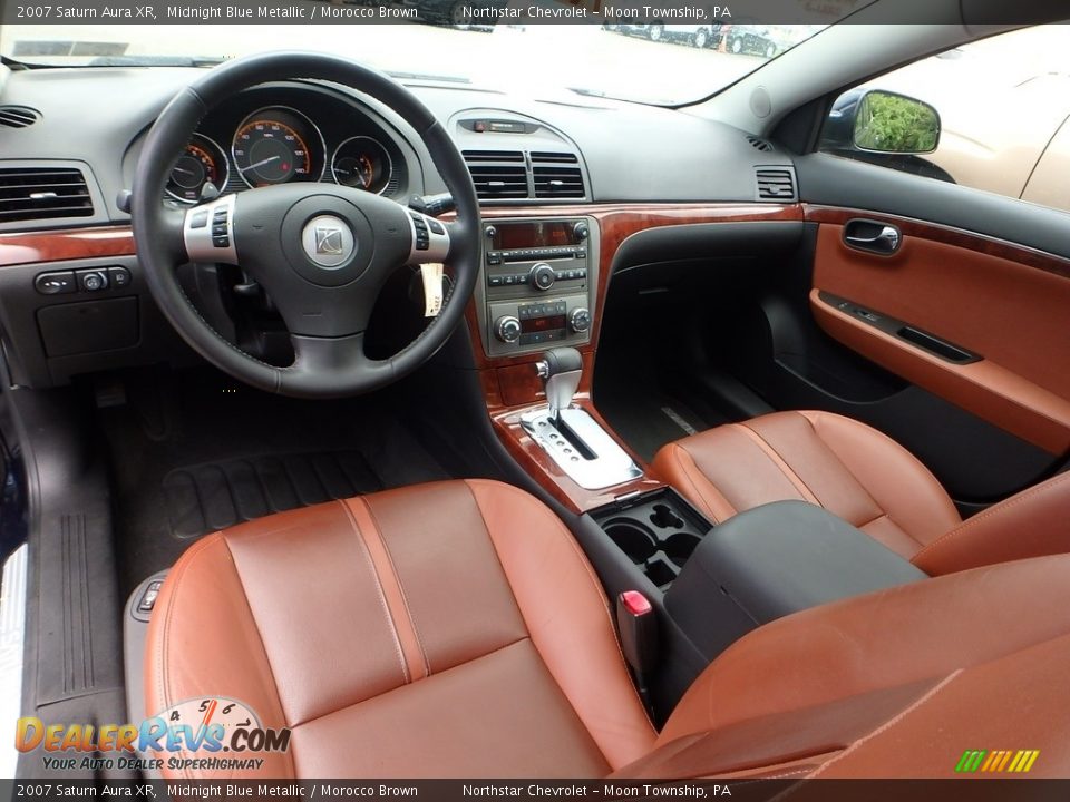 2007 Saturn Aura XR Midnight Blue Metallic / Morocco Brown Photo #10