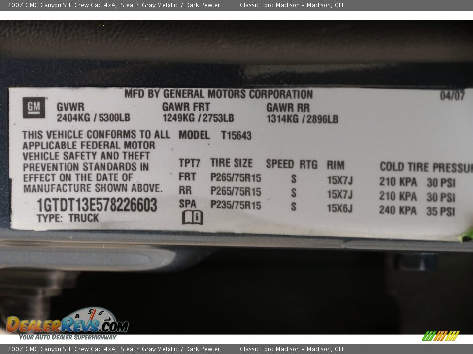 2007 GMC Canyon SLE Crew Cab 4x4 Stealth Gray Metallic / Dark Pewter Photo #16