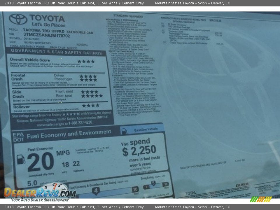 2018 Toyota Tacoma TRD Off Road Double Cab 4x4 Super White / Cement Gray Photo #36