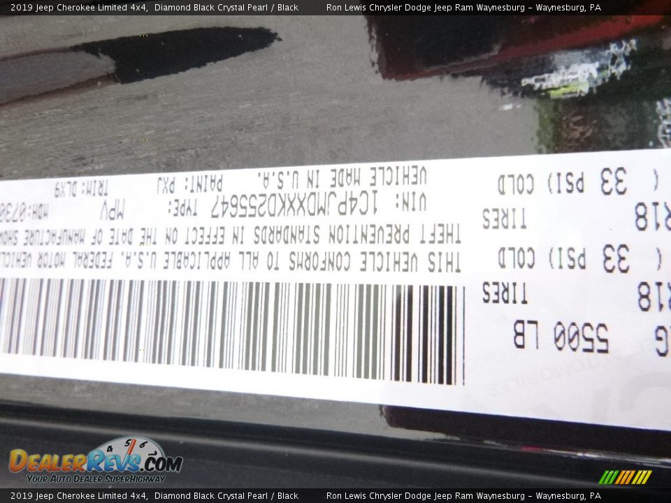 2019 Jeep Cherokee Limited 4x4 Diamond Black Crystal Pearl / Black Photo #15
