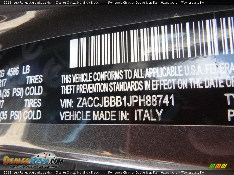 2018 Jeep Renegade Latitude 4x4 Granite Crystal Metallic / Black Photo #14