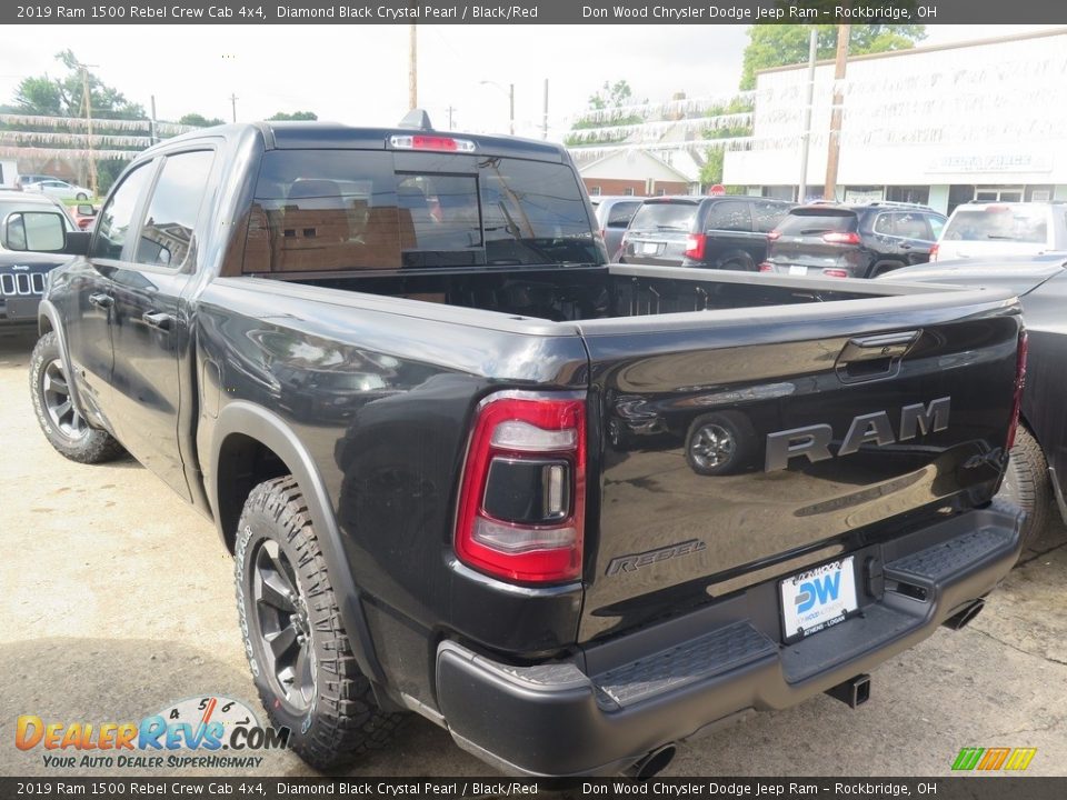 2019 Ram 1500 Rebel Crew Cab 4x4 Diamond Black Crystal Pearl / Black/Red Photo #6