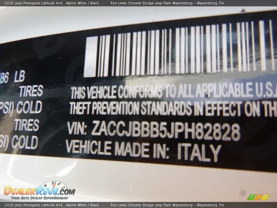 2018 Jeep Renegade Latitude 4x4 Alpine White / Black Photo #14
