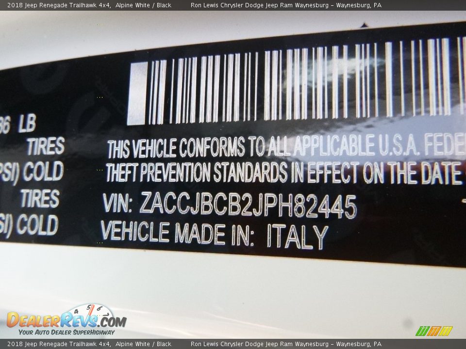 2018 Jeep Renegade Trailhawk 4x4 Alpine White / Black Photo #12