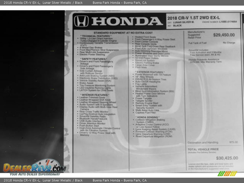 2018 Honda CR-V EX-L Lunar Silver Metallic / Black Photo #36