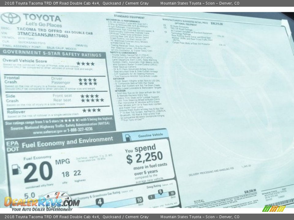 2018 Toyota Tacoma TRD Off Road Double Cab 4x4 Quicksand / Cement Gray Photo #36