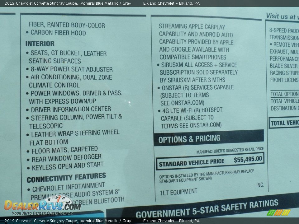 2019 Chevrolet Corvette Stingray Coupe Admiral Blue Metallic / Gray Photo #36