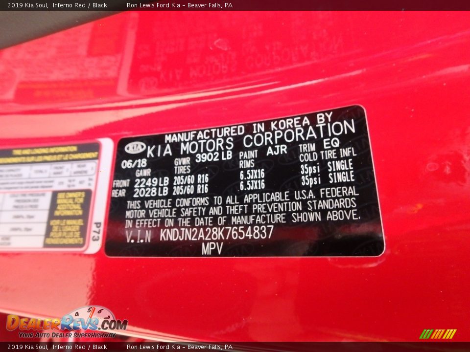 2019 Kia Soul Inferno Red / Black Photo #15