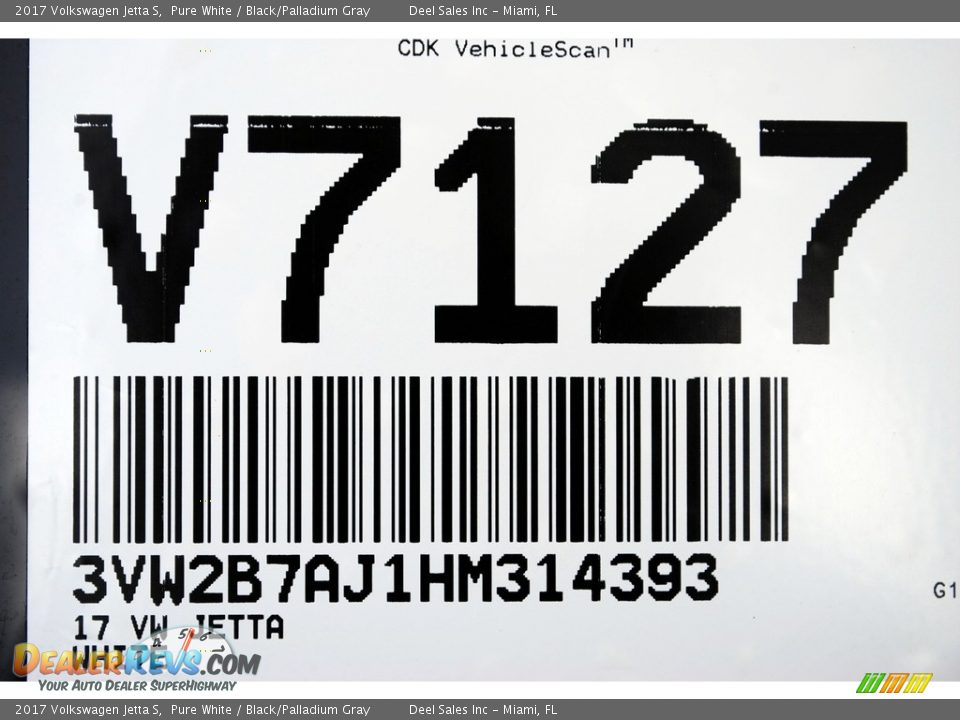 2017 Volkswagen Jetta S Pure White / Black/Palladium Gray Photo #20