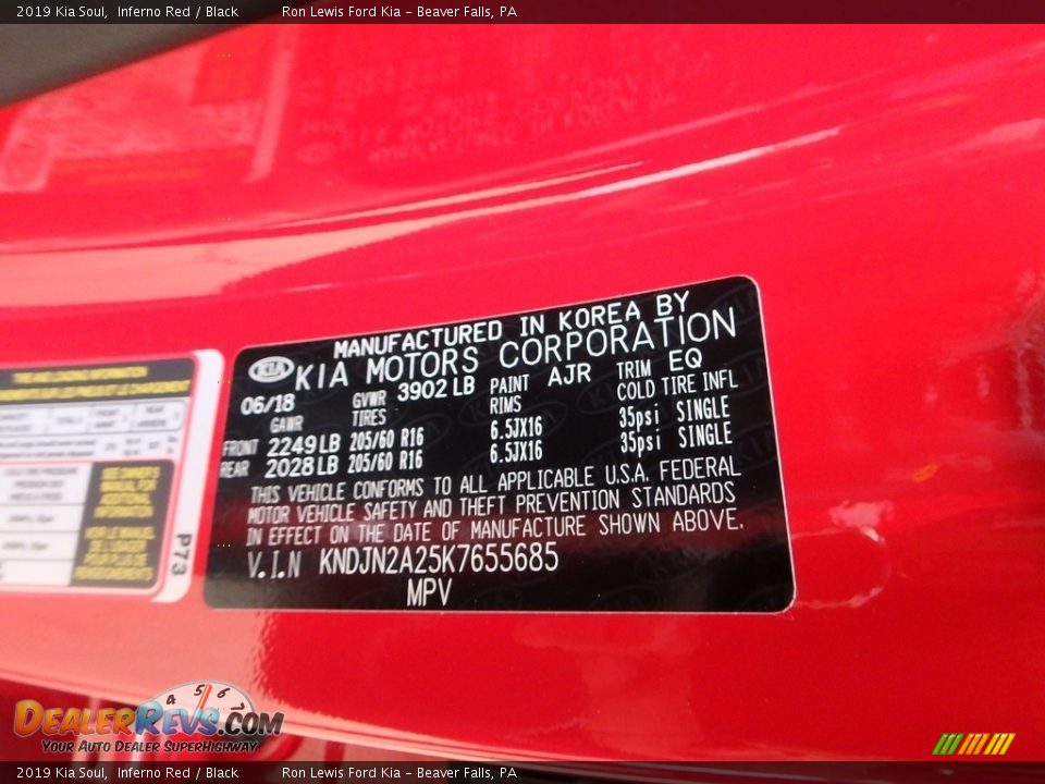 2019 Kia Soul Inferno Red / Black Photo #15