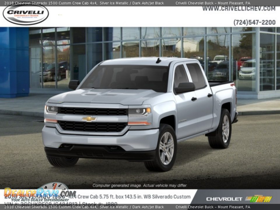 2018 Chevrolet Silverado 1500 Custom Crew Cab 4x4 Silver Ice Metallic / Dark Ash/Jet Black Photo #1
