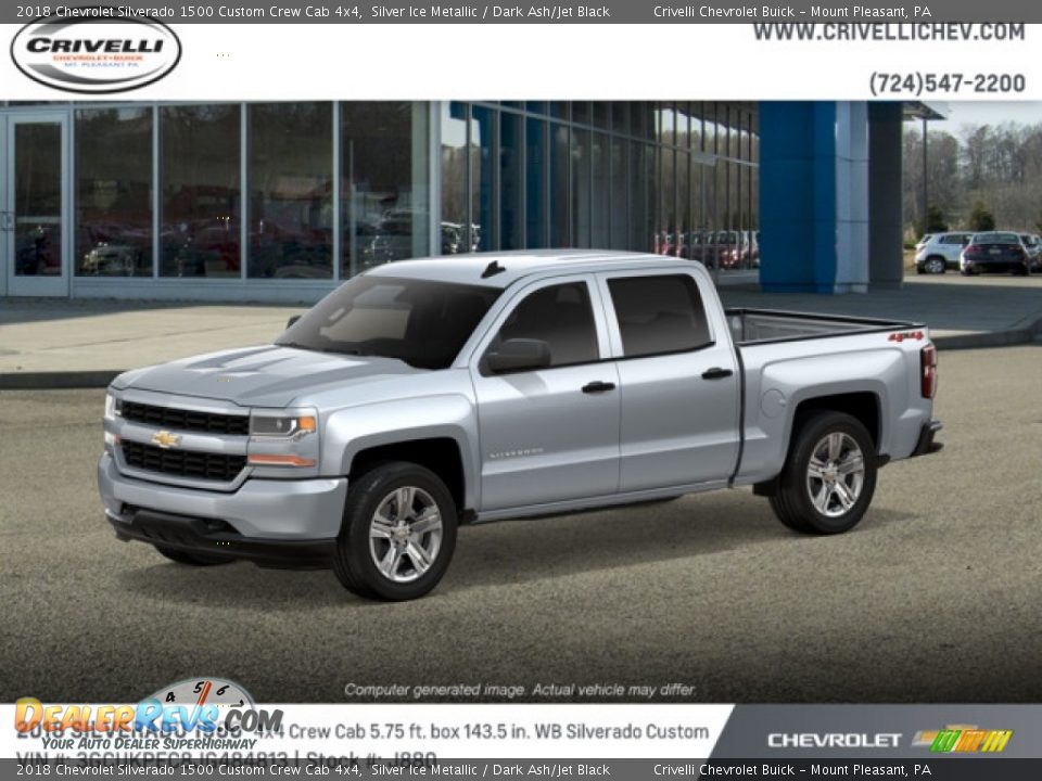 2018 Chevrolet Silverado 1500 Custom Crew Cab 4x4 Silver Ice Metallic / Dark Ash/Jet Black Photo #2