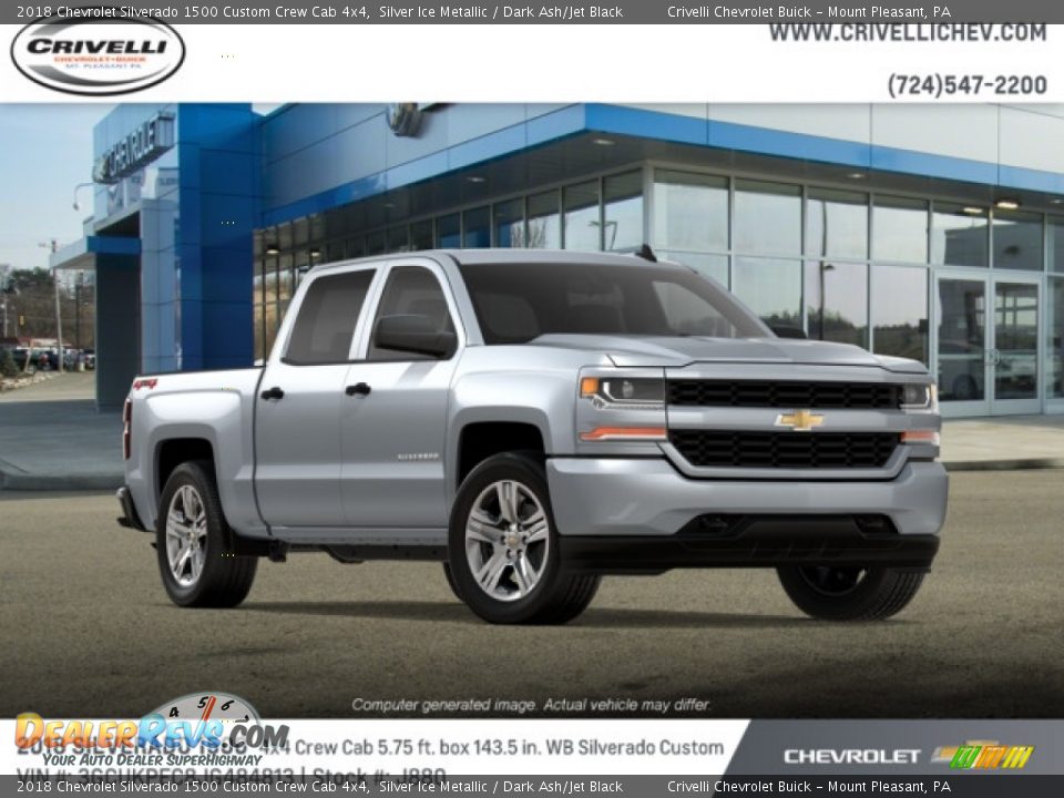 2018 Chevrolet Silverado 1500 Custom Crew Cab 4x4 Silver Ice Metallic / Dark Ash/Jet Black Photo #4