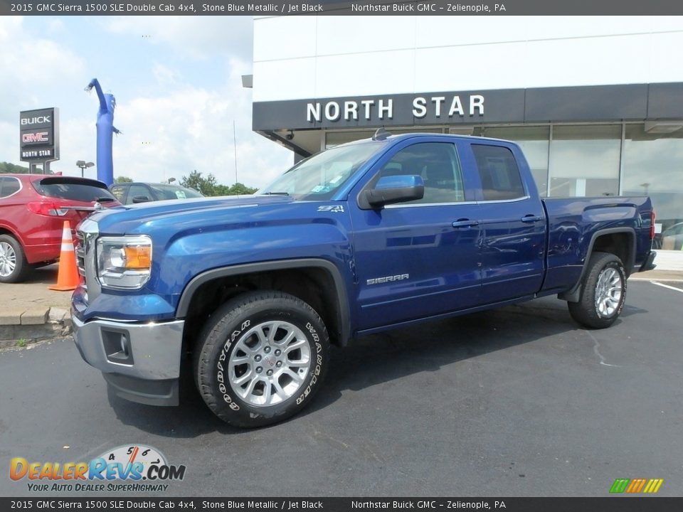 2015 GMC Sierra 1500 SLE Double Cab 4x4 Stone Blue Metallic / Jet Black Photo #1
