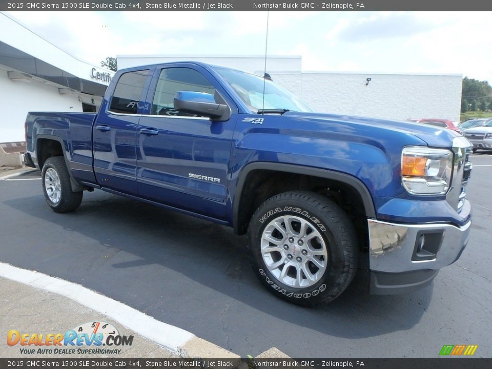 2015 GMC Sierra 1500 SLE Double Cab 4x4 Stone Blue Metallic / Jet Black Photo #4
