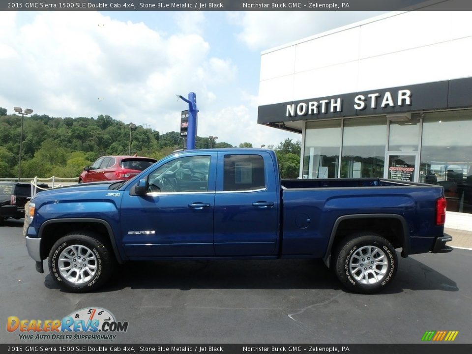 2015 GMC Sierra 1500 SLE Double Cab 4x4 Stone Blue Metallic / Jet Black Photo #13