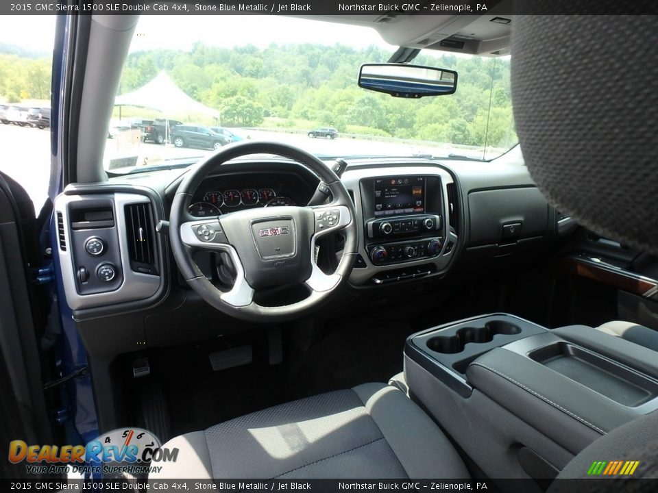 2015 GMC Sierra 1500 SLE Double Cab 4x4 Stone Blue Metallic / Jet Black Photo #17