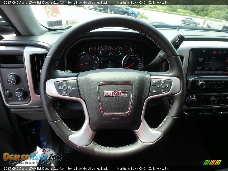 2015 GMC Sierra 1500 SLE Double Cab 4x4 Stone Blue Metallic / Jet Black Photo #23