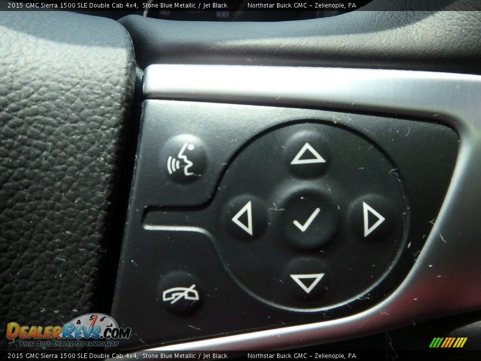 2015 GMC Sierra 1500 SLE Double Cab 4x4 Stone Blue Metallic / Jet Black Photo #25