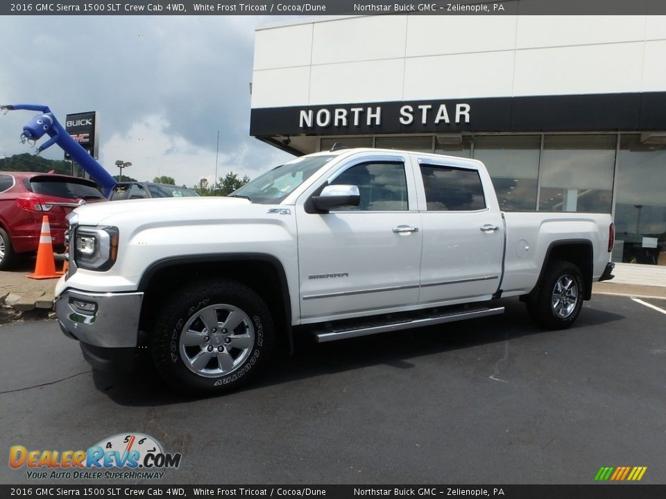 2016 GMC Sierra 1500 SLT Crew Cab 4WD White Frost Tricoat / Cocoa/Dune Photo #1