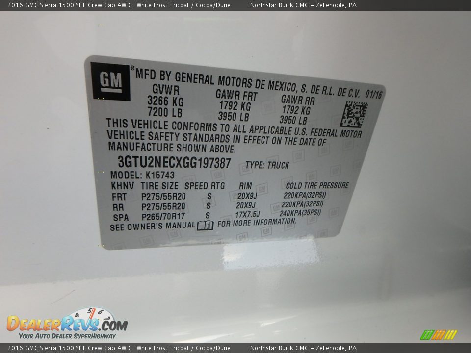 2016 GMC Sierra 1500 SLT Crew Cab 4WD White Frost Tricoat / Cocoa/Dune Photo #21