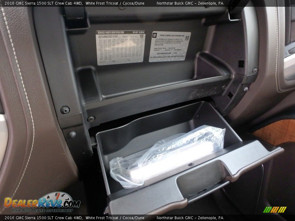 2016 GMC Sierra 1500 SLT Crew Cab 4WD White Frost Tricoat / Cocoa/Dune Photo #29