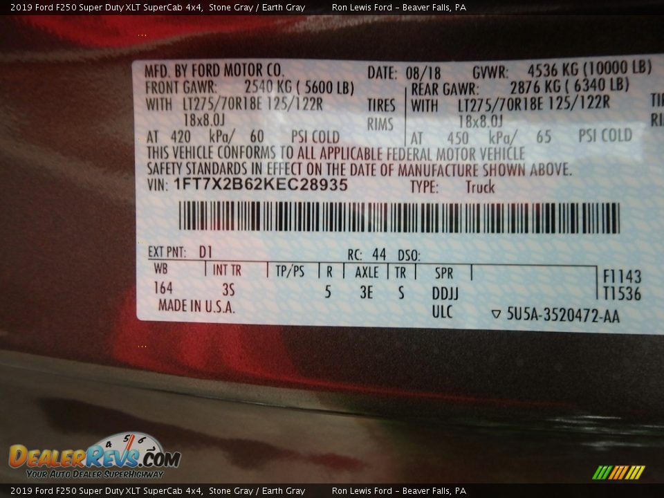 2019 Ford F250 Super Duty XLT SuperCab 4x4 Stone Gray / Earth Gray Photo #15