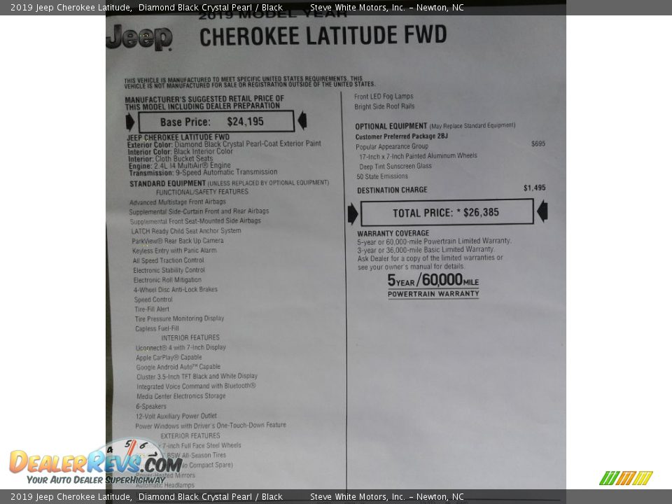 2019 Jeep Cherokee Latitude Diamond Black Crystal Pearl / Black Photo #29