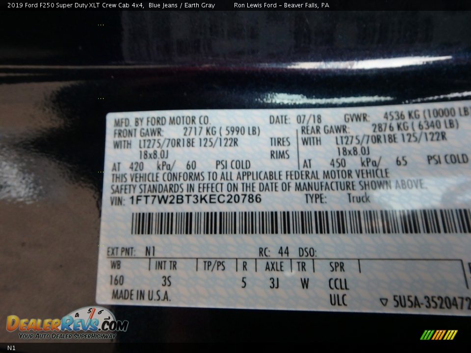 Ford Color Code N1 Blue Jeans