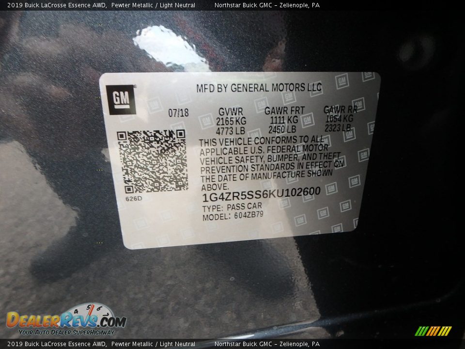 2019 Buick LaCrosse Essence AWD Pewter Metallic / Light Neutral Photo #14