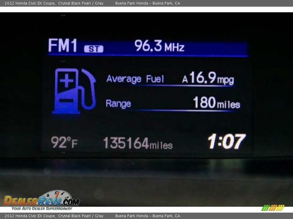 2012 Honda Civic EX Coupe Crystal Black Pearl / Gray Photo #6